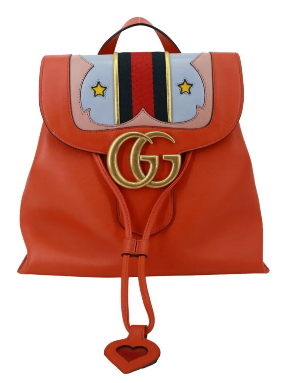 Gucci  Web Heart GG Marmont Leather Backpack Orange 432265